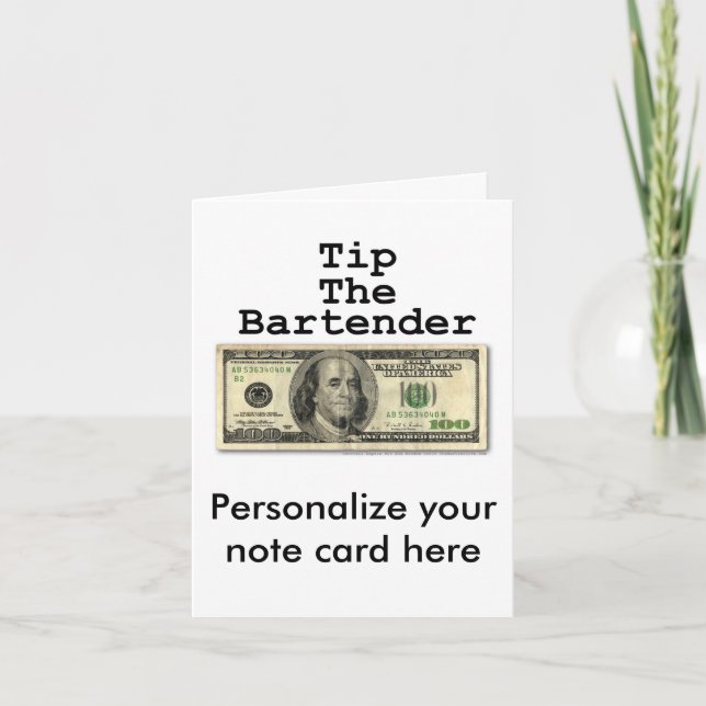 Note Card - TIP THE BARTENDER! (Front)