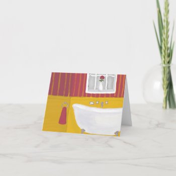 Note Card With Cheerful Vintage Bath Scene by sfcount at Zazzle