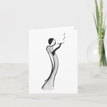 Note Card With Chic Jazz Age Lady Illustration by sfcount at Zazzle