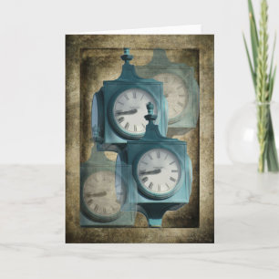 Note Card with Vintage Clocks