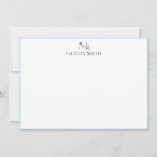 Note Cards Elegant Flat Modern Blue