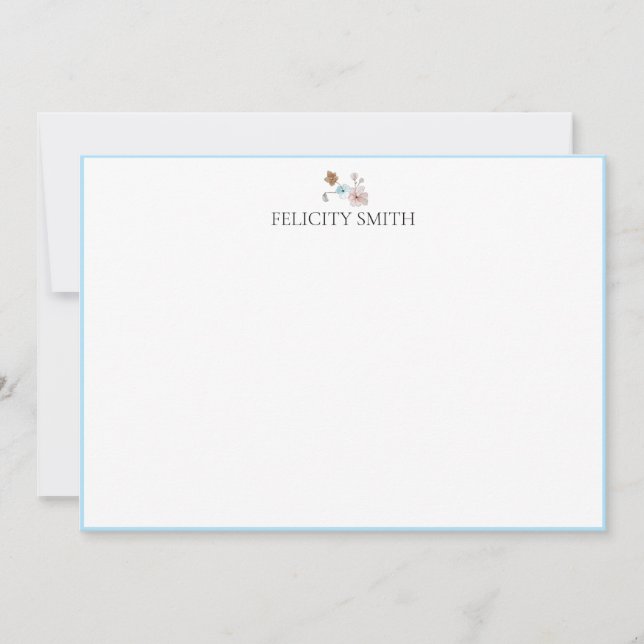 Note Cards Elegant Flat Modern Blue (Front)