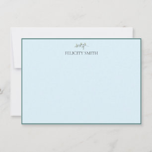 Note Cards Elegant Flat Modern Botanical Blue