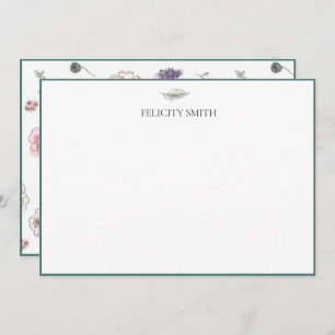 Note Cards Elegant Flat Modern Botanical Green