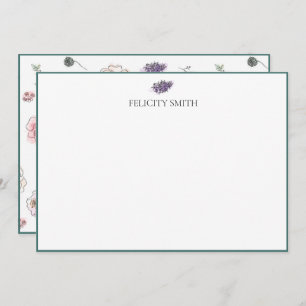 Note Cards Elegant Flat Modern Botanical Lavender