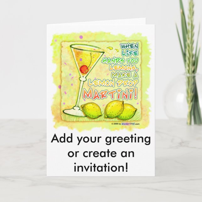 Note Cards - Greeting Cards - Lemon Drop Martini (Front)