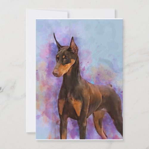 Note Cards _ Red Doberman on Watercolor Background