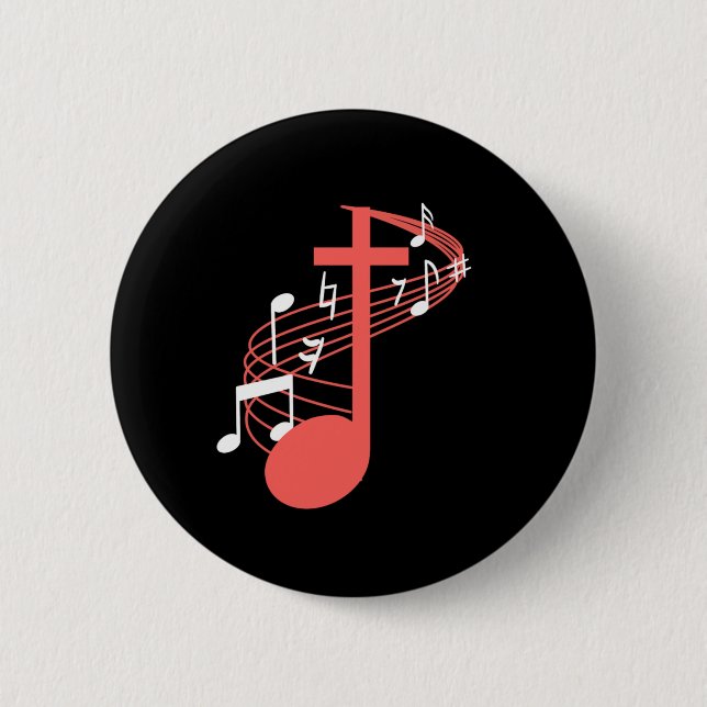Note Cross Clef Church Choir Choral Music Chorus G Button (Front)