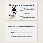Note for Teacher Homework Excuse Cards (Front & Back)