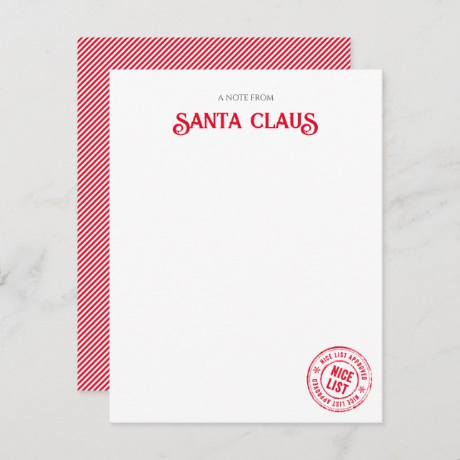 Note From Santa Claus Official NICE List Approved (Front/Back)