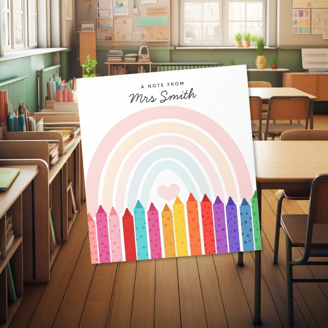 Note From Teacher Crayon Rainbow Notepad (Creator Uploaded)