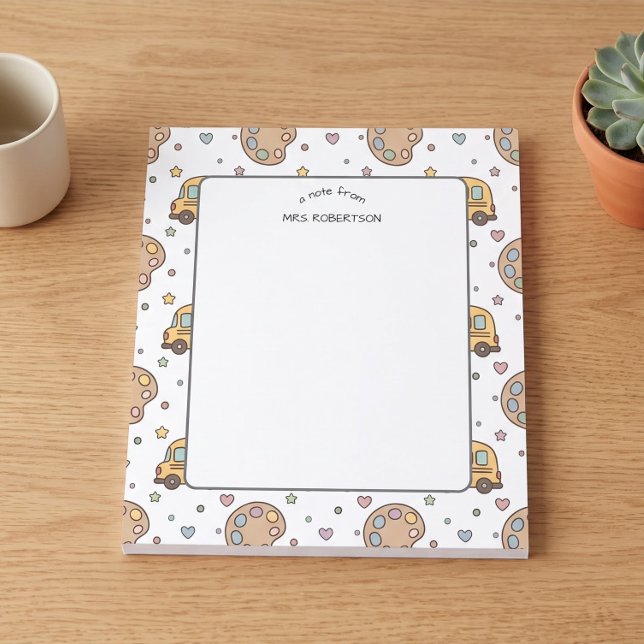 Note from Teacher Pastel Car Pattern Notepad (Creator Uploaded)