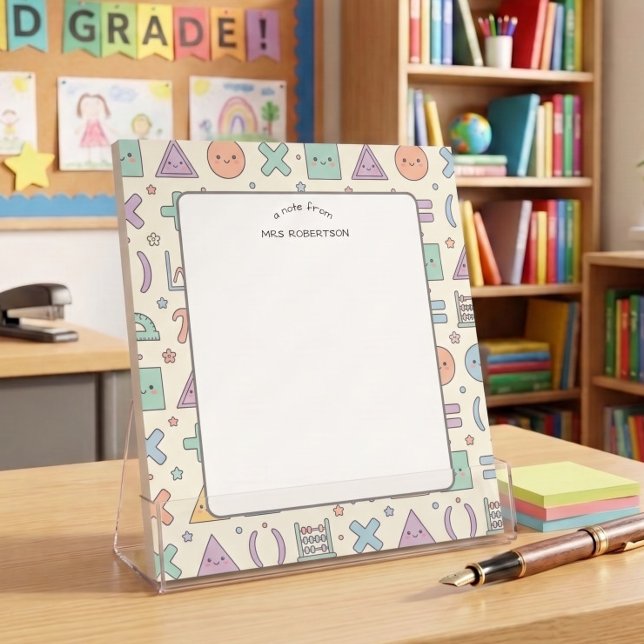 Note from Teacher Pastel Math Pattern Notepad (Creator Uploaded)