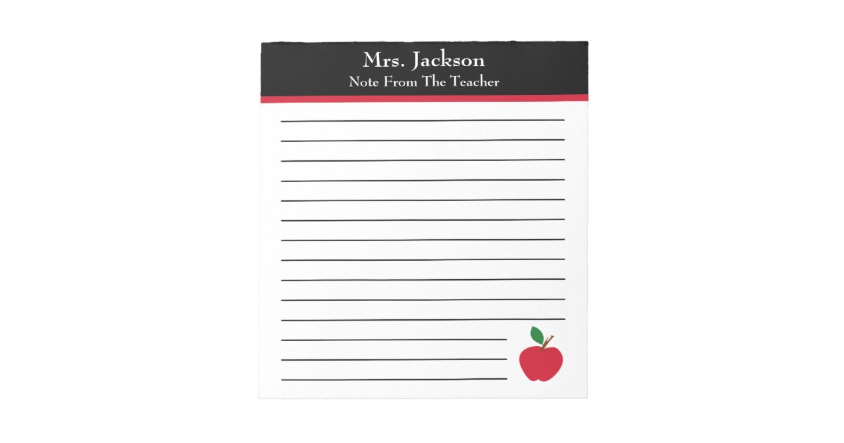 Note From The Teacher | Apple Elementary | Zazzle