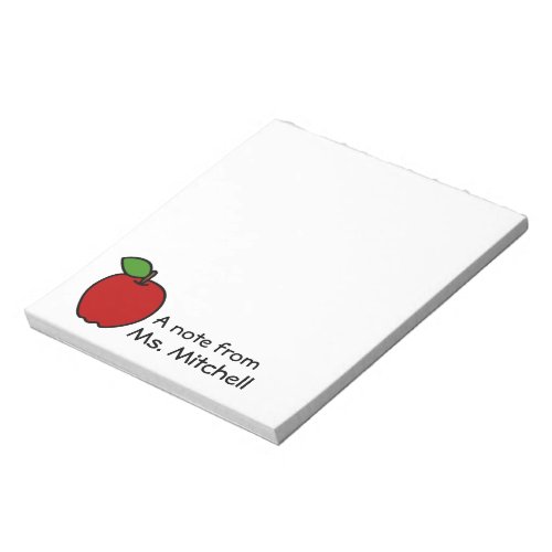 Note from the Teacher _ Red Apple _ Personalized