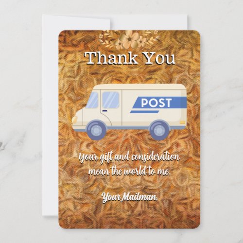 note Letter Carrier Mailman Postal Mail Carrier Thank You Card