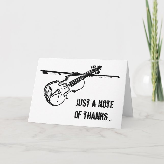 "Note of Thanks" Violin Thank You Greeting Card (Front)