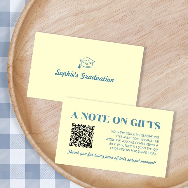 Note on Gift Insert Butter Yellow Grad Party  (Note on Gift Insert Butter Yellow Grad Party)