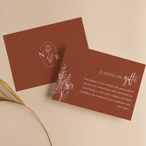 Note On Gifts Terracotta Boho Wedding Wishing Well Enclosure Card