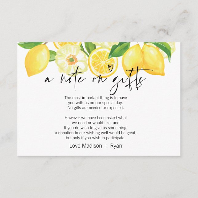 Note on Gifts Wishing Well Wedding Invitation Card (Front)