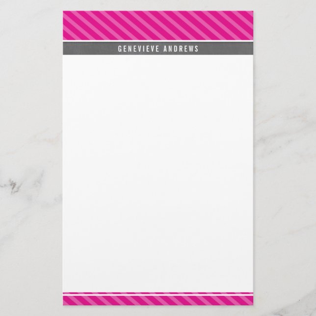 NOTE PAPER diagonal stripe bold gray bright pink (Front)