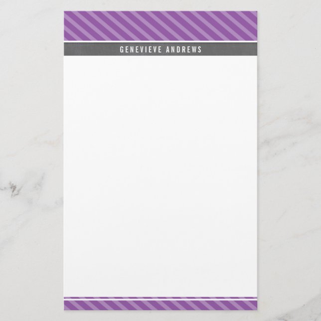 NOTE PAPER diagonal stripe bold gray violet purple (Front)