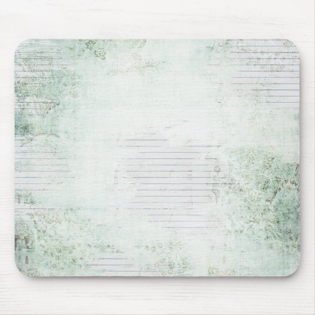 Note Paper Green Floral Mouse Pad (Front)