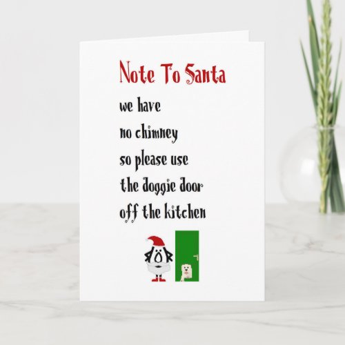 Note To Santa A Funny Merry Christmas Poem Card