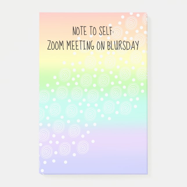 Note to Self Blursday Rainbow Post-It Notes (Front)