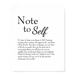 NOTE TO SELF Empowering Inspirational Poster