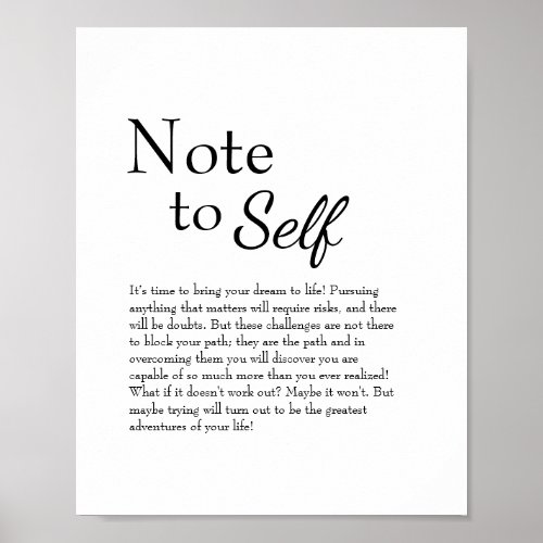 NOTE TO SELF Empowering Inspirational Poster