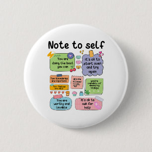 Note To Self Mental Health School Psychologist 1 Button