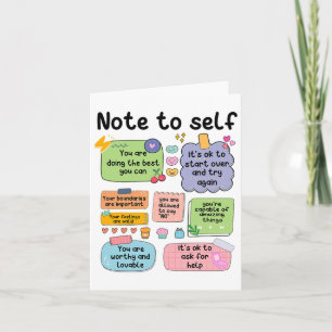 Note To Self Mental Health School Psychologist 1 Card