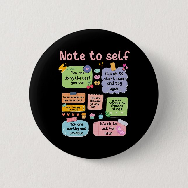 Note To Self Mental Health School Psychologist 2  Button (Front)