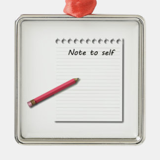 Note to Self paper and pencil Metal Ornament