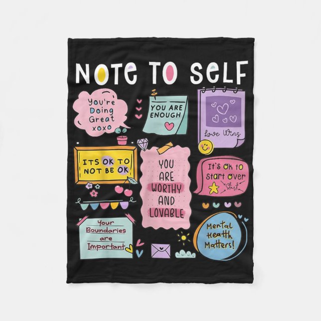 Note To Self Psychologist Mental Health Awareness  Fleece Blanket (Front)