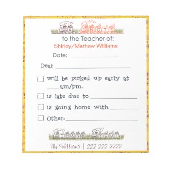 Note To The Teacher Notepad by JulDesign at Zazzle