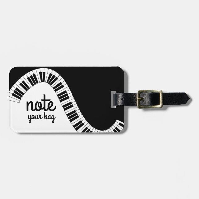 Note Your Bag Musical Piano Keyboard Luggage Tag (Front Horizontal)