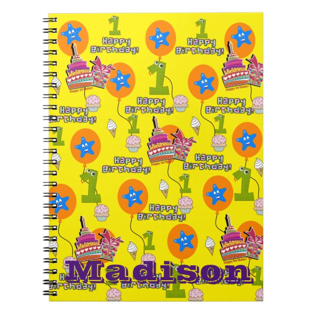Notebook, #1 First Birthday Notes Yellow Notebook (Front)