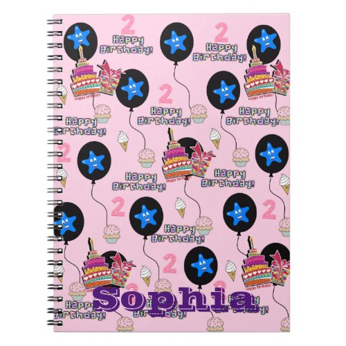 Notebook 2 Happy 2nd Birthday Notes Pink Notebook