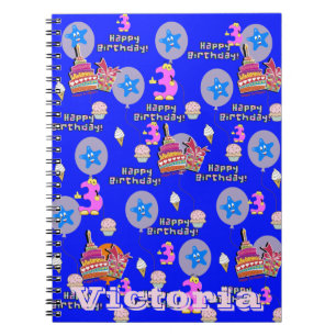 Notebook, #3 Happy 3rd Birthday Notes Blue Notebook