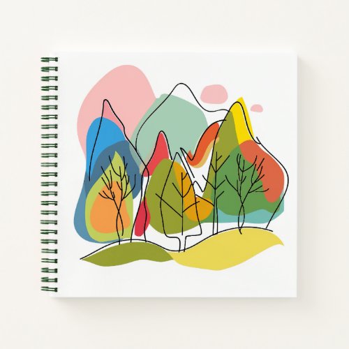 Notebook Abstract Colorful Mountain Scene