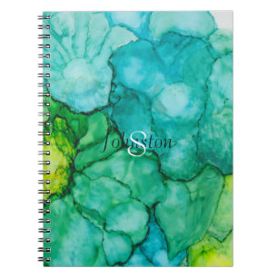 Notebook "Blue Green Flowers" Personalize