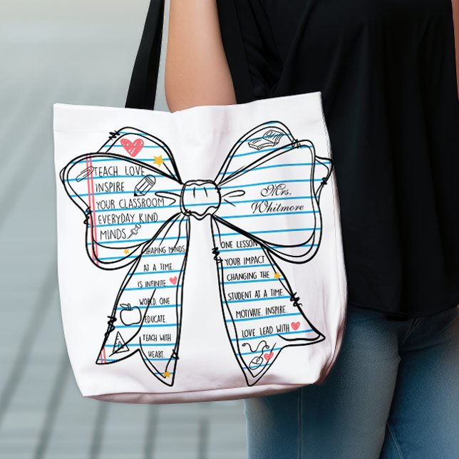 Notebook Bow Teacher Back to School Personalized Crossbody Bag (Creator Uploaded)