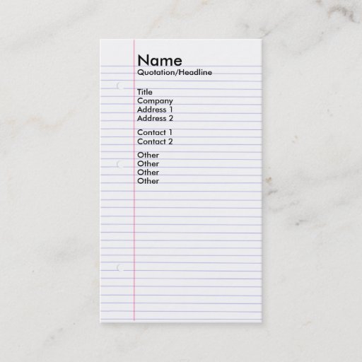 Customizable Notebook Business Card