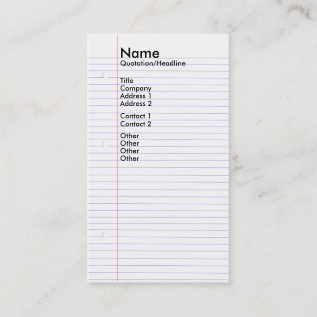 Notebook Business Card (Front)
