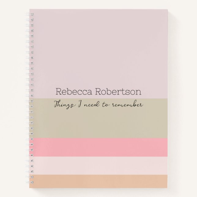 Notebook customable Name, lines of muted colors  (Front)