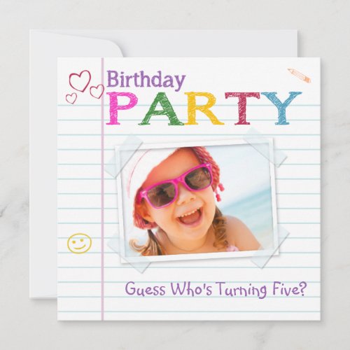 Notebook Doodle Birthday Party Invitations