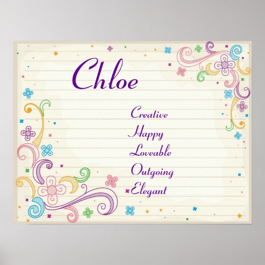 Notebook Doodles Teen Girl Name Art Print