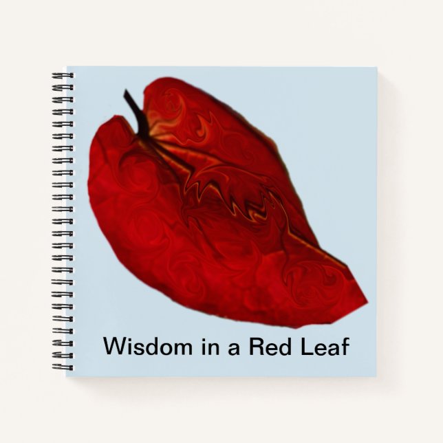 Notebook Featuring Red Leaf Art on Front (Front)